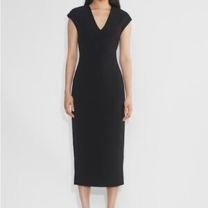 Aritzia Black Midi V-Neck Dress